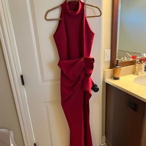 Chiara Boni La Petite Robe Gudrum Halter Ruffle Gown, Color Garnet, size 6/8, 44